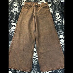 GAP Super Flare Baggy Jeans 28/6 Brown Acid Wash Wide Leg Y2K Skater NWT